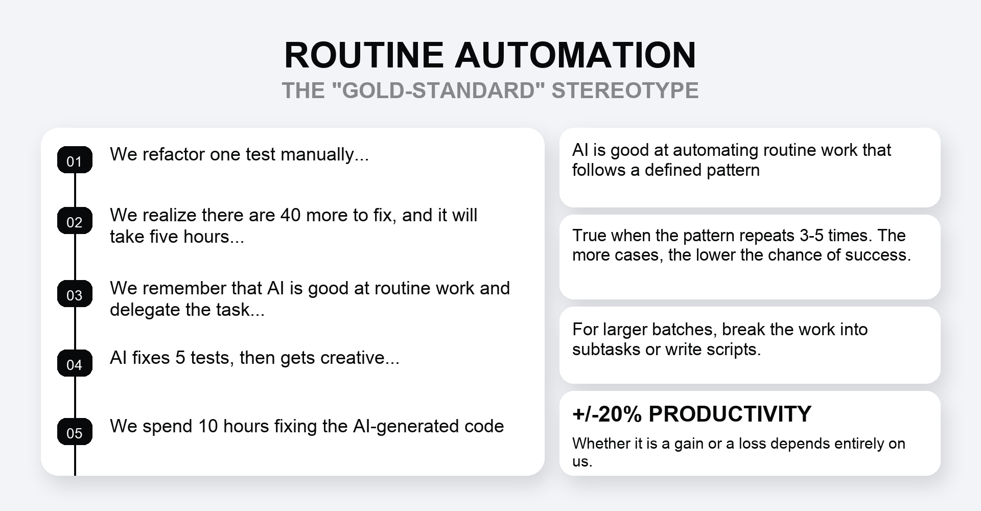 Routine automation: when the golden stereotype breaks down